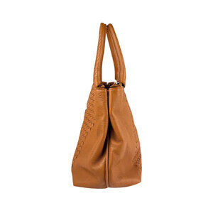 Bottega Veneta orange intrecciato handbag brown leather